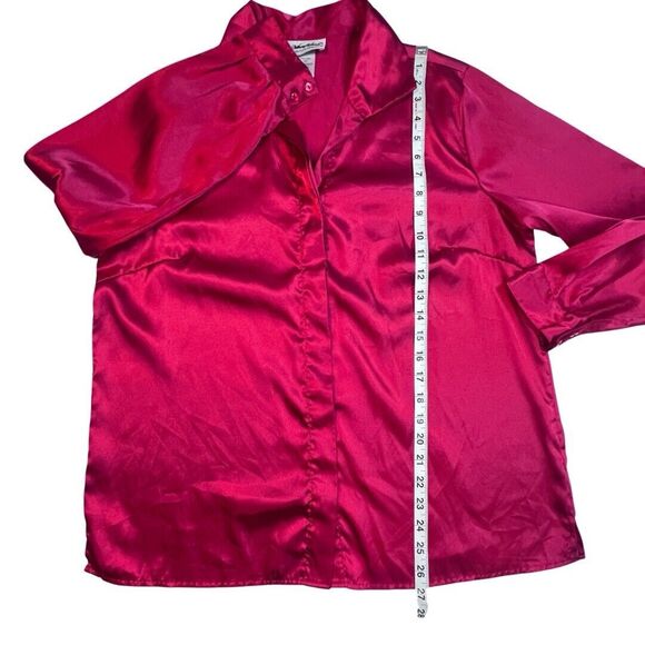 Vintage Anthony Richard’s Blouse Womens 14 Satin Button Up Preppy Holiday Top - Picture 3 of 10